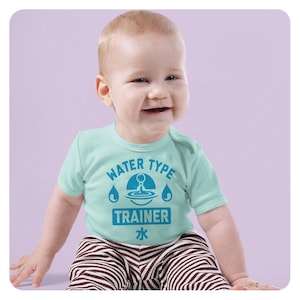 Water Type Trainer Baby Bodysuit, Anime Baby Outfit, Kawaii Baby Bodysuit, Nerdy Baby Shower Gift