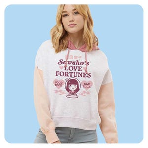 Sawako&#39;s Love Fortunes Colorblock Crop Hoodie, Kawaii Hooded Sweatshirt, Cute Shojo Anime Fashion Hoodie