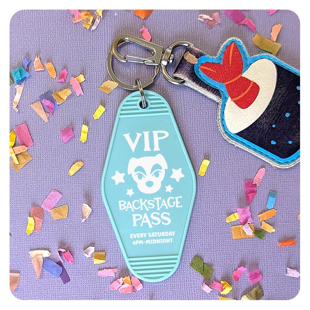Dog VIP Backstage Pass Motel Keychain, Cute Retro Style Nerd Video Game ...