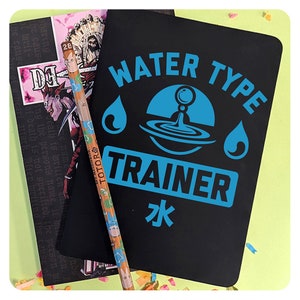 Water Type Trainer Journal, Cute Lined Notebook, Japanese Video Game Gift For Friend