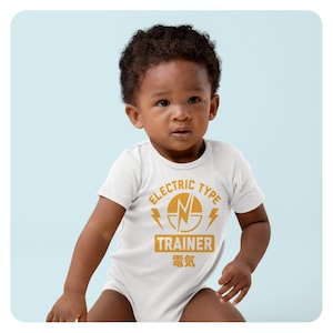 Electric Type Trainer Baby Bodysuit, Anime Baby Outfit, Kawaii Baby Bodysuit, Nerdy Baby Shower Gift