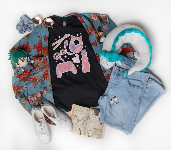 Cute Gamer Girls Icons Next Level T-Shirt, Kawaii Shirt, Japanese Kawaii Shirts, Gamer Girl Tees, Video Game Kawaii Tee