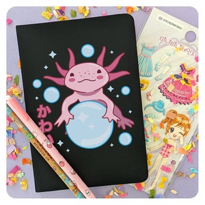 Kawaii Axolotl Journal, Cute Lined Notebook, Japanese Cartoon Style Gift For Friend