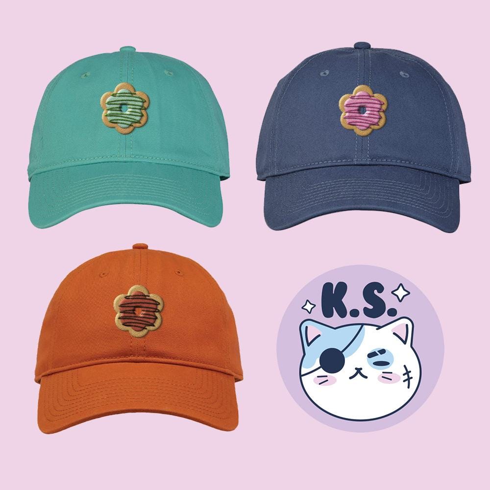 Choose Your Own Mochi Donut Flavor Dad Hat, Kawaii Ball Cap, Cute Gift for Friend, Kawaii Donut Embroidered Hat