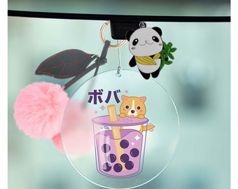 Kawaii Boba Tea Car Charm, Cute Acrylic Car Decor