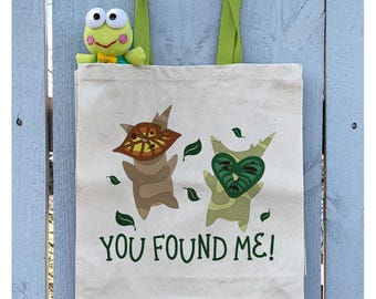 Sac fourre-tout Korok à poignées contrastées You Found Me, sac à provisions à soufflet de 15 pouces de large pour jeu vidéo, sac fourre-tout Gamer Nerd
