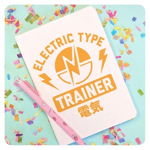 Electric Type Trainer Journal, Cute Lined Notebook, Japanese Video Game Gift For Friend