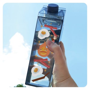 Wizard Breakfast Pattern Milk Carton Water Bottle, Kawaii Water Bottle, 16.9 oz Bottle, Cute Anime Design
