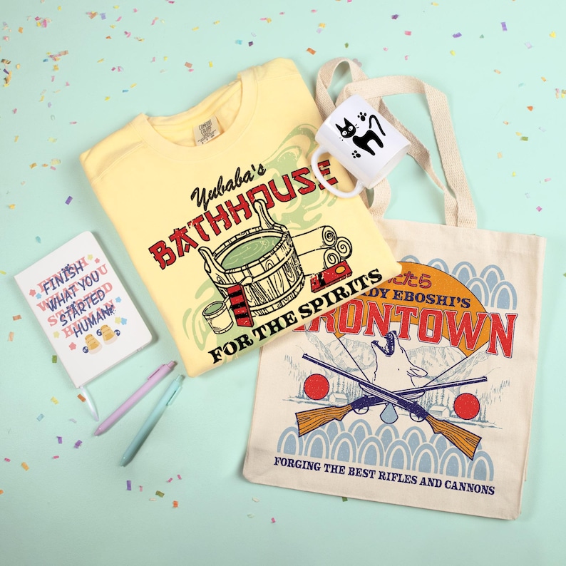 Miyazaki Lover Cozy Anime Movie Night Mystery Gift Box- Sweatshirt, Mug, Journal and Pens, Tote - Kawaii Care Package image 2