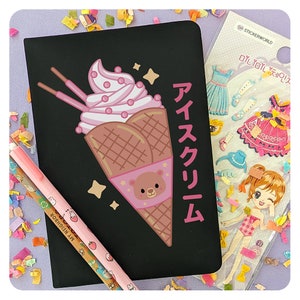 Ice Cream Notebook Journal, Cute Kawaii Style Notebook, Japanese Cartoon Style Gift For Friend