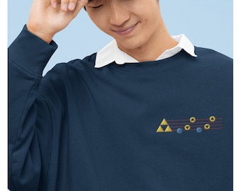 Choose Your Own Ocarina Song Embroidered Unisex Crew Neck, Anime Sweatshirt, Video Game Embroidery Crew