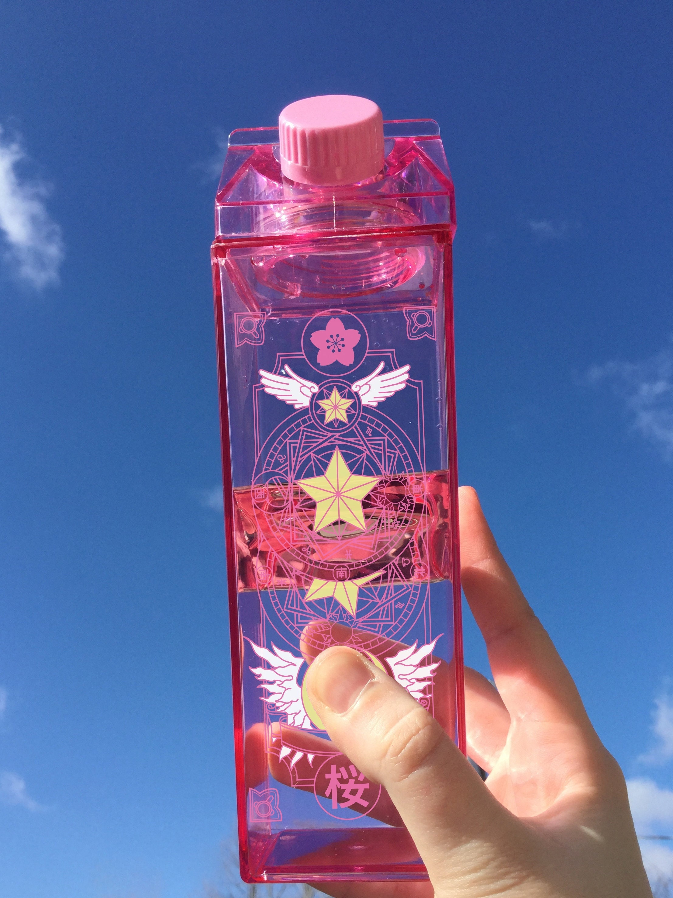Cute Card Sakura Design Milk Carton Water Bottle Kawaii Water 
