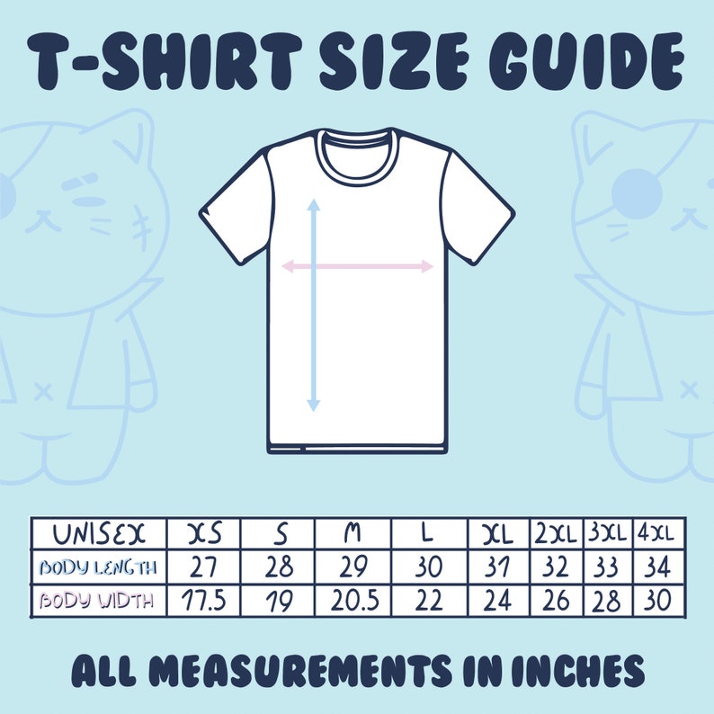 K&ouml;nnte beinhalten: Unisex-T-Shirt Gr&ouml;&szlig;entabelle mit Ma&szlig;en in Zoll. Die Tabelle zeigt die Gr&ouml;&szlig;en XS bis 4XL mit den entsprechenden K&ouml;rperl&auml;ngen- und -breitenma&szlig;en.