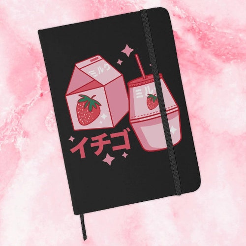 Strawberry Milk Notebook Journal Cute Kawaii Style Notebook Etsy