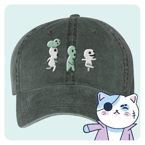 Running Forest Spirits Pigment Dyed Dad Hat, Anime Ball Cap, Cute Gift for Friend, Anime Movie Embroidered Hat