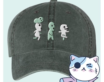 Running Forest Spirits Pigment Dyed Dad Hat, Anime Ball Cap, Cute Gift for Friend, Anime Movie Embroidered Hat