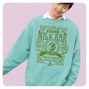 East Clock Town Milk Bar Unisex Comfort Colors Crew Neck, Anime Sweatshirt, Video Game Crew