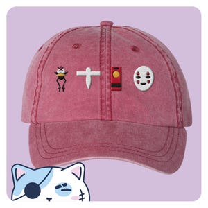 Spirit Bathhouse Pigment Dyed Dad Hat, Anime Ball Cap, Cute Gift for Friend, Anime Movie Embroidered Hat