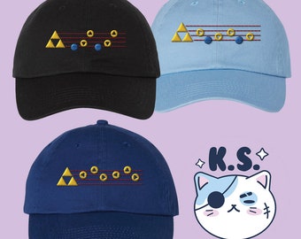 Choose Your Own Ocarina Song Dad Hat, Gamer Ball Cap, Cute Gift for Friend, Video Game Embroidered Hat