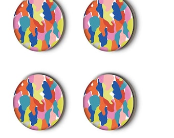NEON HELDER CAMO racemagneten, camouflage, handgemaakte magneten, ronde magneet, heldere kleurrijke magneten, camouflageprintmagneten Runner cadeau