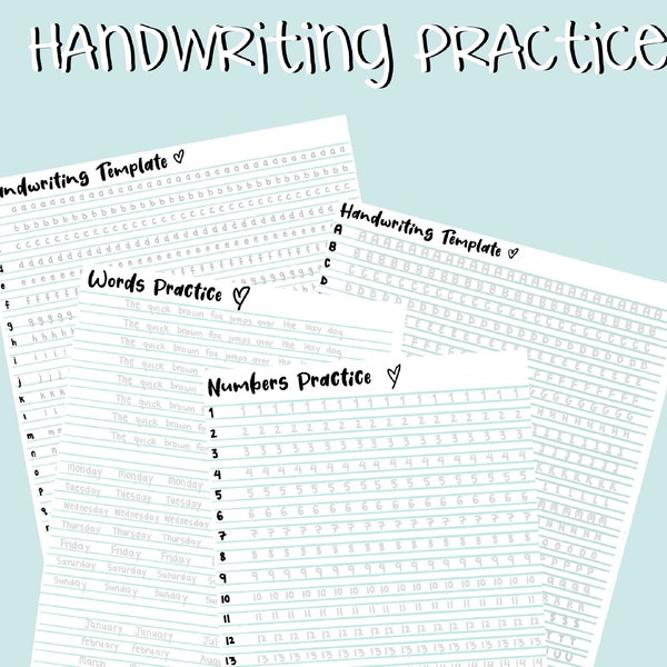 Handwriting Practice Sheets | Digital downloads, aesthetic handwriting templates, note templates, tiktok handwriting, goodnotes 5, procreate