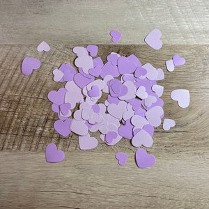 Set piccolo da 100 pezzi Cuori di carta viola luccicanti, mini cuori ritagli di carta, cuori fustellati, coriandoli, punzoni a cuore