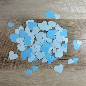 Petit lot de 100 coeurs en papier bleu chatoyant, mini coeurs en papier découpé, coeurs découpés, confettis, perforations coeur