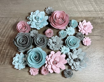 24 Piece Pastel Rolled Paper Flower Assortment