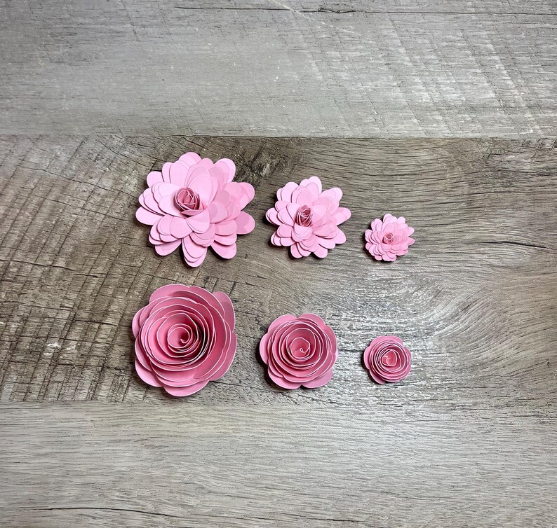 Rolled Paper Roses Pink 24 Piece Pink Rolled Paper Flower Assortment - Etsy
