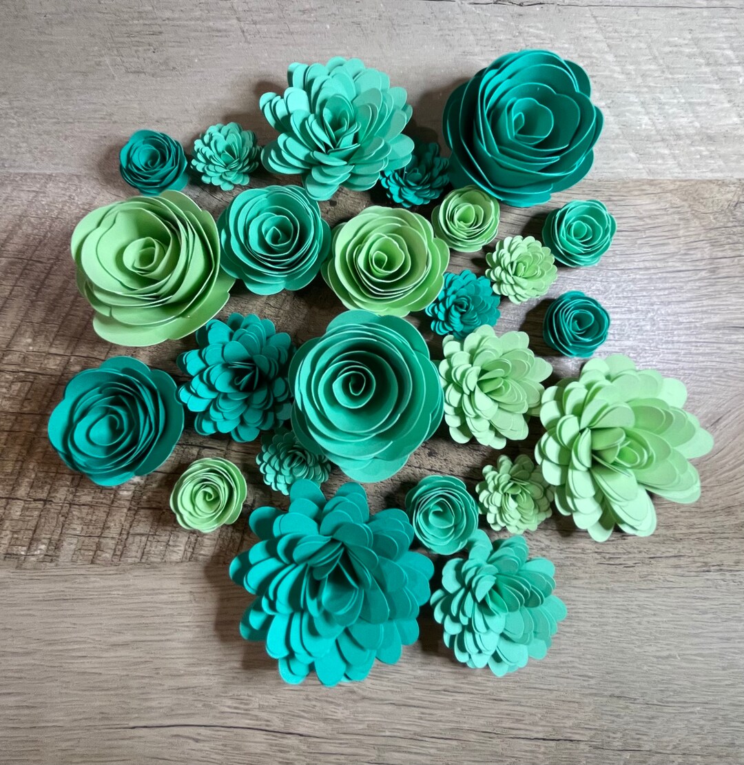 24 Piece Teal Rolled Paper Flowers Assortment - Etsy