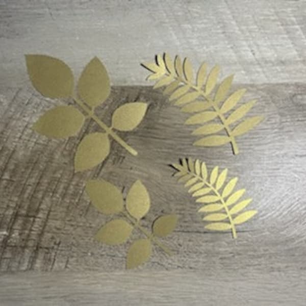 16 Piece Gold Paper Pre-Cut Leaves
