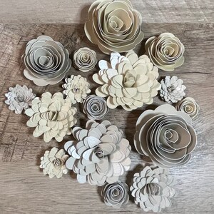24 Piece Beige  Shimmer Rolled Paper Flower Assortment