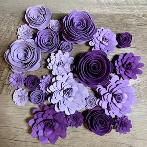 24 Piece Purple Rolled Paper Flowers Assortment