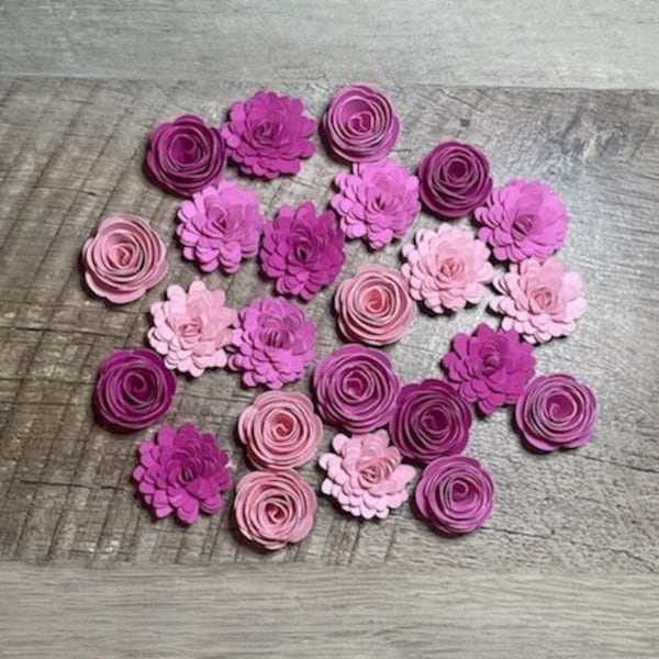 Mini 24 Piece Pink Rolled Paper Flowers Assortment