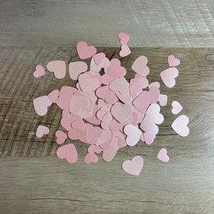 Petit ensemble de 100 pièces Blush Shimmer Paper Hearts, Mini Paper Cutout Hearts, Die Cut Hearts, Confettis, Heart Punches