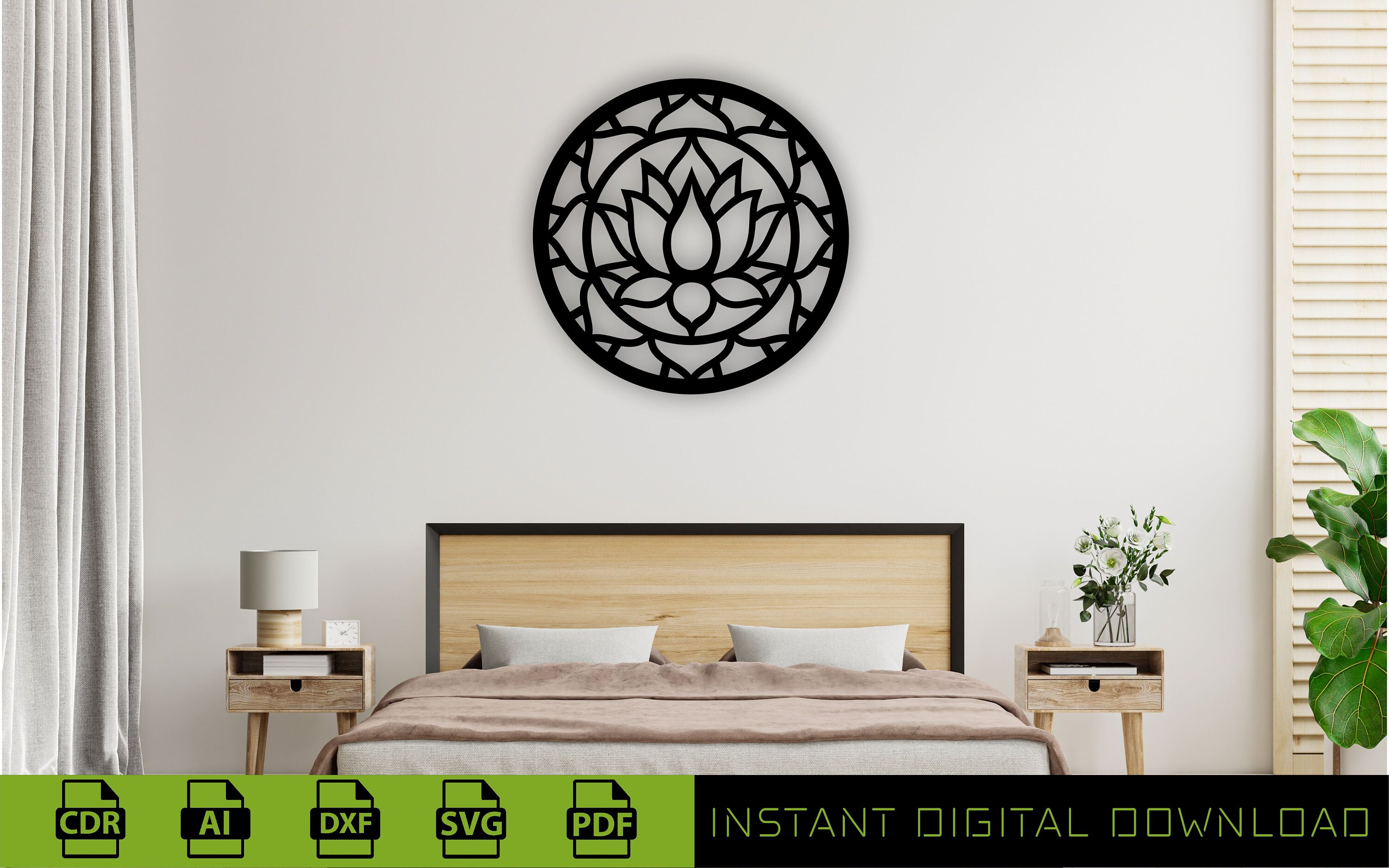 Mandala Lotus Wall Art Laser Cut Files Digital Instant - Etsy
