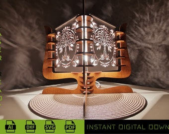 Shadow Lamp, Tree Of Life Table Lamp SVG, Laser Ready Cut File, Table Lamp Project, Room Light File, For CNC and Laser Machines, Night Light