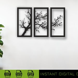 Tree Wall Art, Laser Cut Files, 3 Pieces  Room Wall Decor, Tree of Life Template , Wall Sign Files, SVG, DXF, CDR, Digital Instant Download