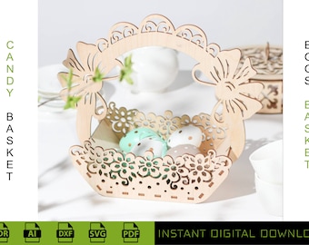 Laser Cut Easter Basket SVG Template, Candy Egg Holder (Digital Download)