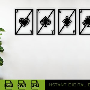 Tarjetas Gambit Full Aces, Archivos cortados con láser, Descarga instantánea digital, Proyecto, Glowforge, Jefe, Vector de arte de pared, Archivos de signos de pared, SVG, DXF, CDR