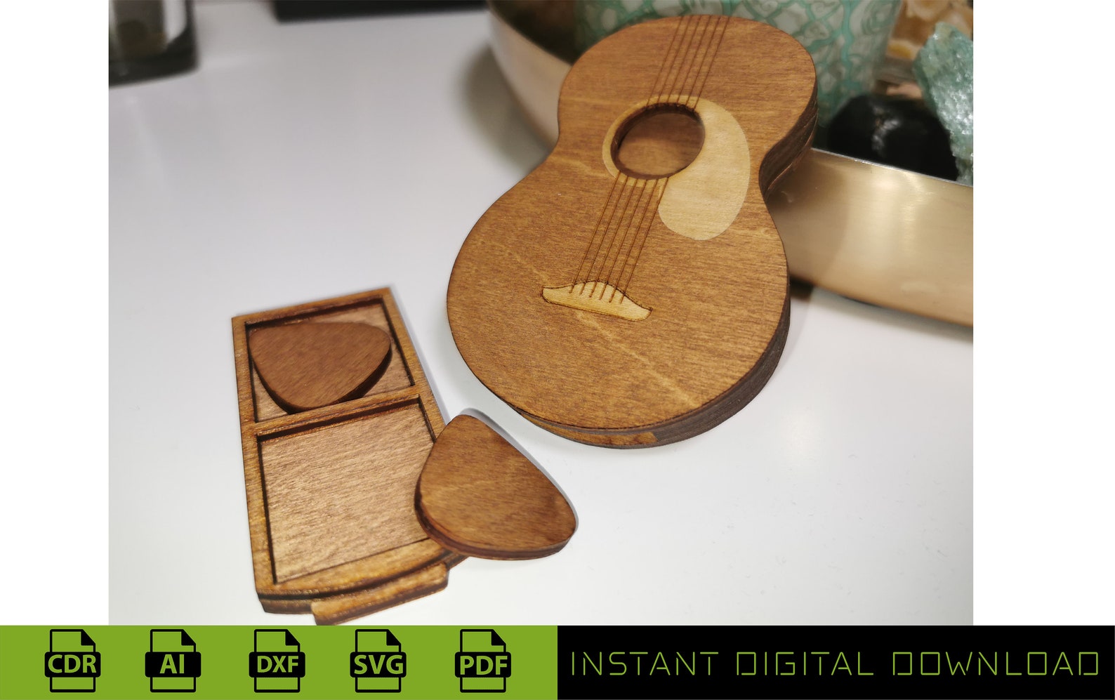 Guitar Keepsake Pick Box Laser Ready Cut File Instant Etsy
