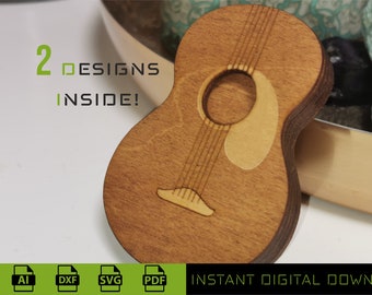 DIY Guitar Pick Keepsake Box Vector Project - Laser & CNC Cut File, Instant Digital Download, Gift for Guitar Lovers. 2 Different designs!