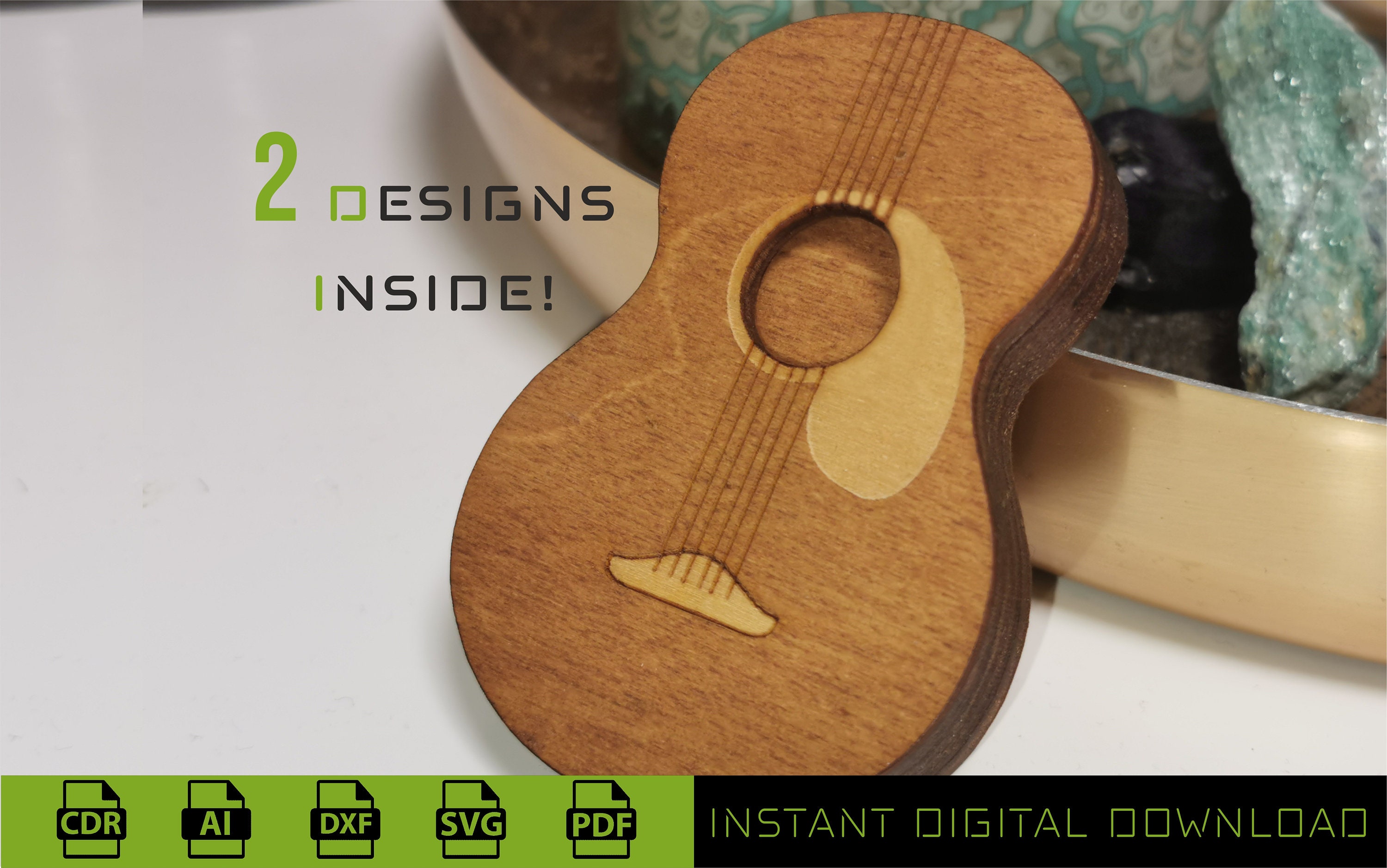 DIY Guitar Pick Keepsake Box Vector Project Laser & CNC Cut File