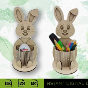 Osterhase Korb, Laser-fertige Datei, Laser geschnitten Datei, Osterkorb, Digital Download 3mm und 4mm Material, svg, Cdr, Pdf, Ai, Dxf