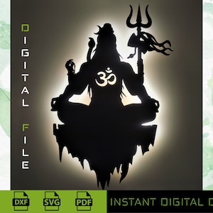 File vettoriale di Lord Shiva, lampada da parete fai da te, disegno sacro meditando Shiva Svg Pdf Cdr Ai Dxf File Download. Arte della parete, Om
