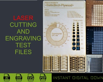 Laser Cut Test File SVG, Laser Cut Test File DXF, Engrave Files, Laser Cut Material Test Template dxf / cdr / svg / png Digital Download