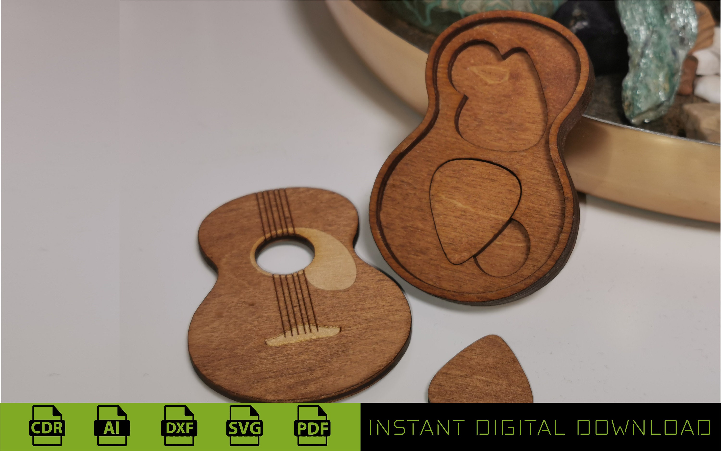 DIY Guitar Pick Keepsake Box Vector Project Laser & CNC Cut File