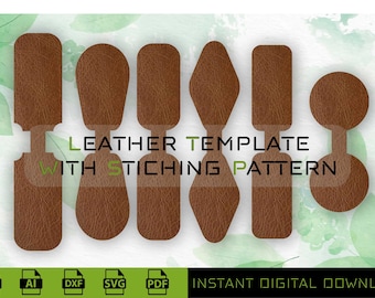 Plantillas de llaveros de cuero: archivo vectorial cortado con láser (descarga digital)