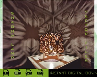Table Shadow Lamp Vector File - DIY Laser & CNC Craft Project, Popular Home Art, Laser Ready Cut File, Shadow Lamp - Ornaments