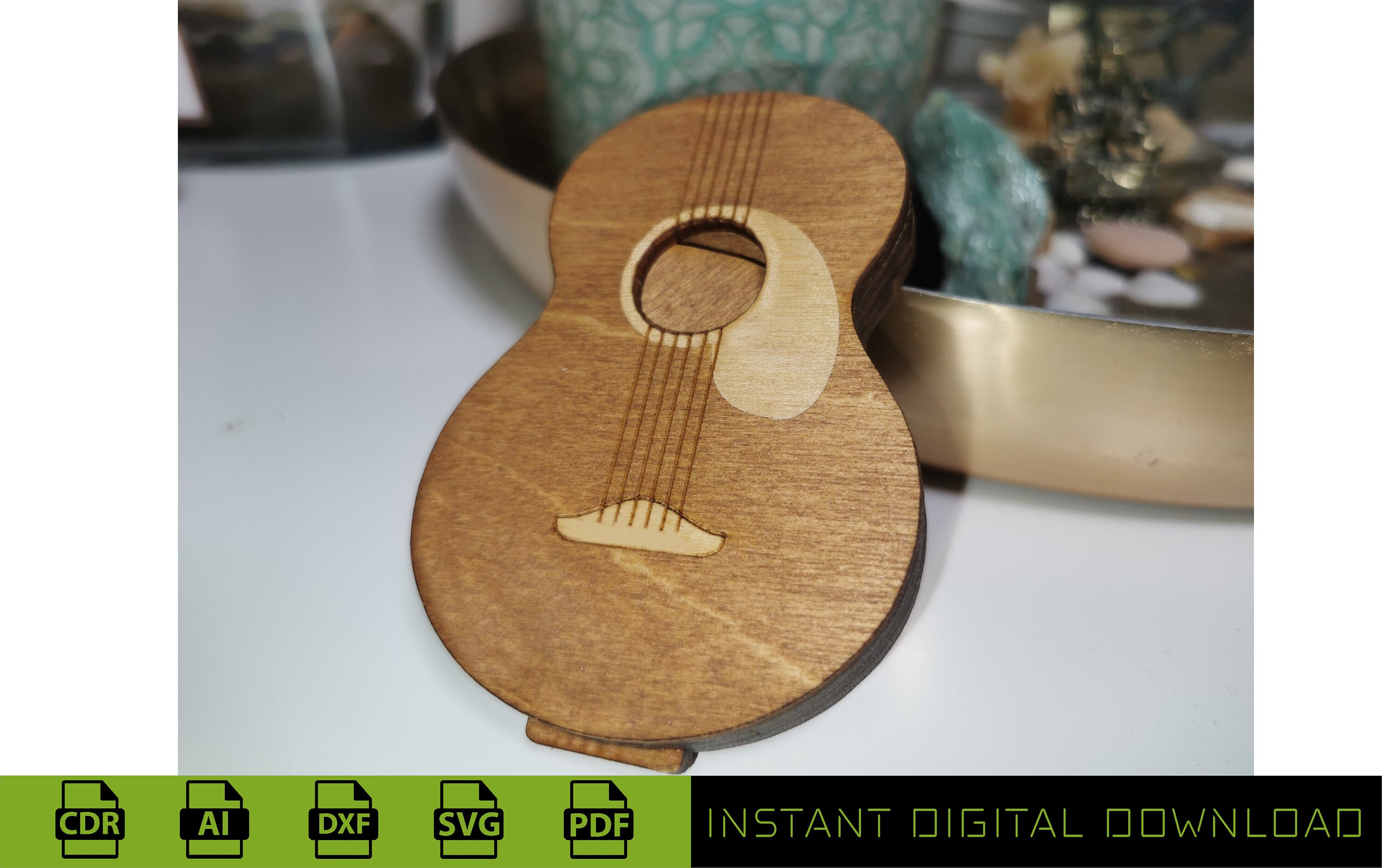 DIY Guitar Pick Keepsake Box Vector Project Laser & CNC Cut File
